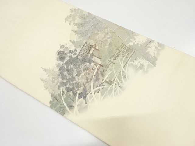 JAPANESE KIMONO / FUKURO OBI / WOVEN SCENERY OF GARDEN